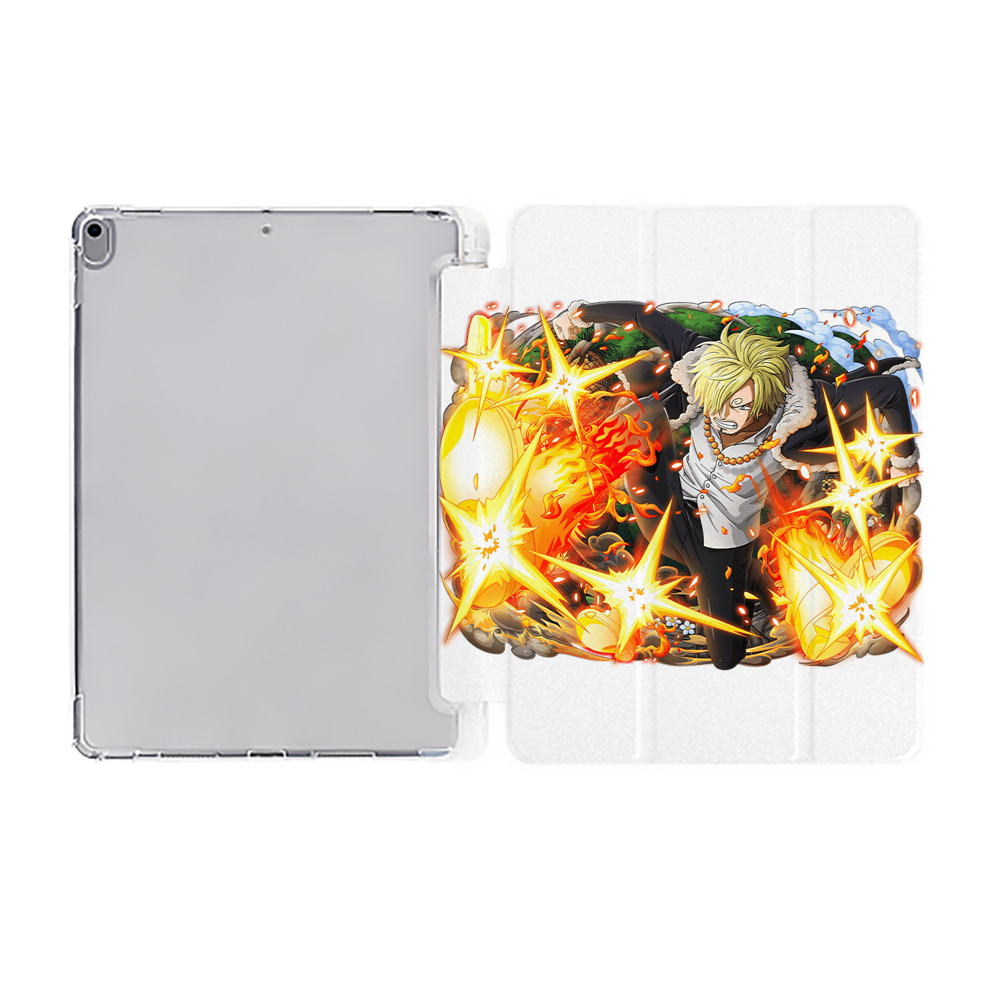 （画像用） ワンピース サンジ ONE PIECE Sanji IPad ケース ペン収納付き 三つ折りスタンド PUレザー×シリコン 対応機種9.5/10.5/10.9インチ
